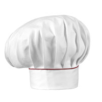 Čiapka kuchárska vysoká Biela s bordovým pásikom